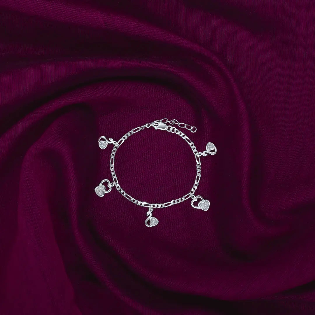 Silver Heart Swan Bracelet
