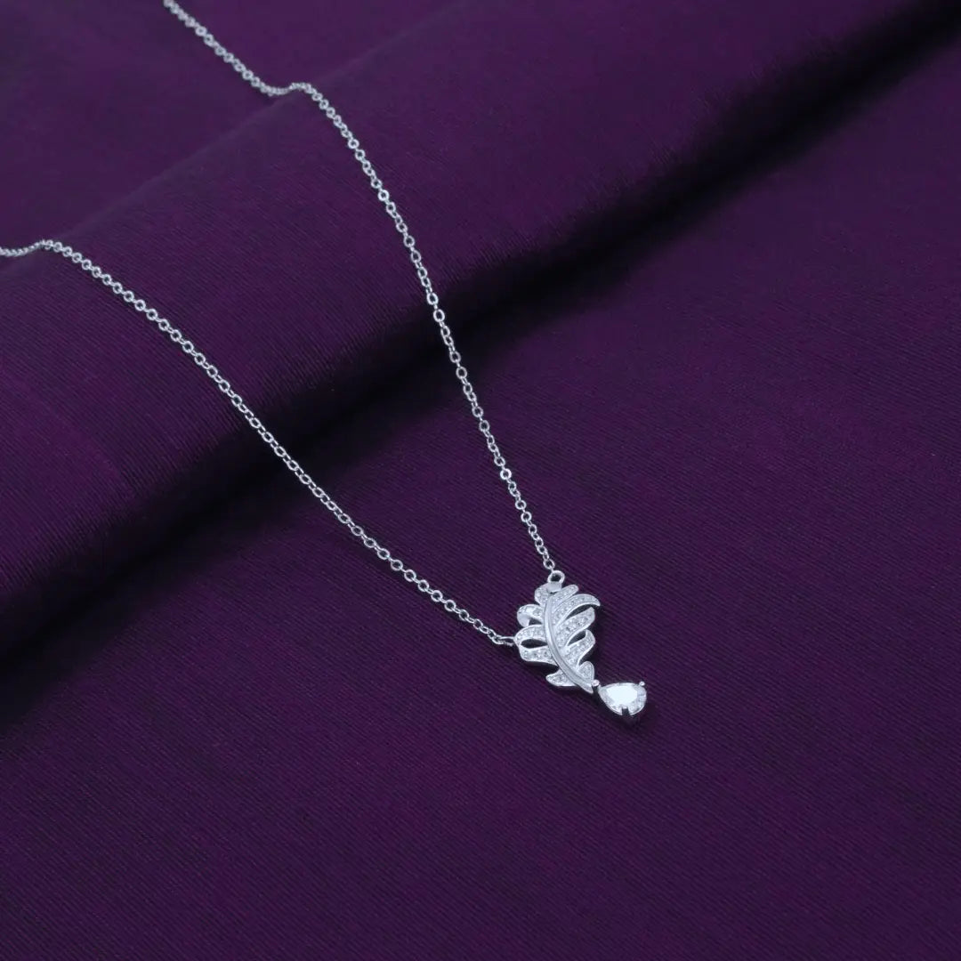 Sliver Leaf Shaped Necklace