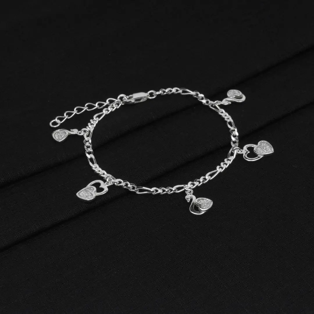 Silver Heart Swan Bracelet
