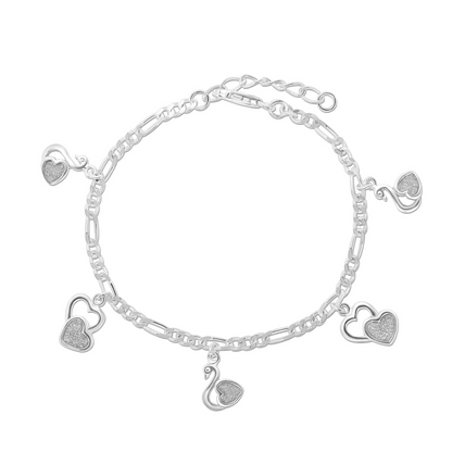 Silver Heart Swan Bracelet