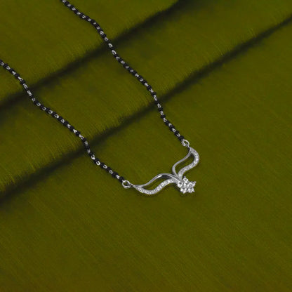 Silver Floral Wings Mangalsutra