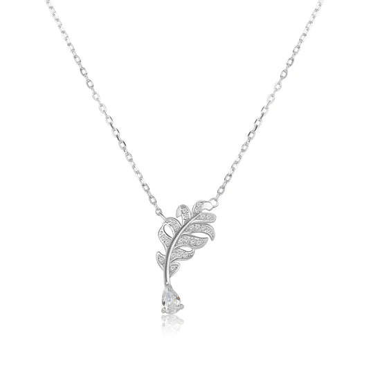 Sliver Leaf Shaped Necklace