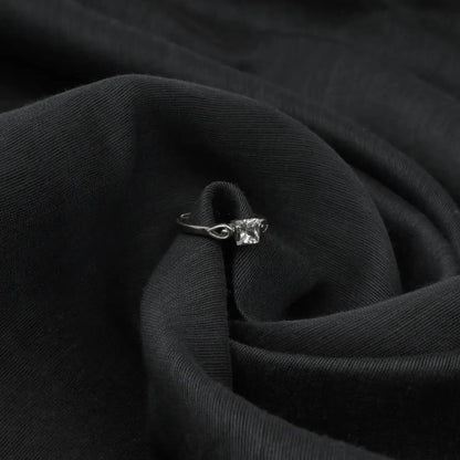 White Silver Ring with Quartz