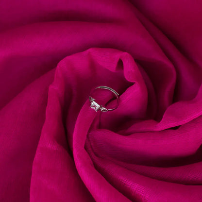 White Silver Ring with Quartz